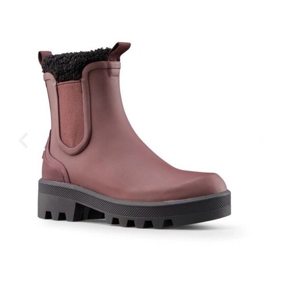 Cougar The Ignite Waterproof Faux Fur Lined Pull On Rubber Boot in Oxblood Sz 9 - Picture 1 of 14
